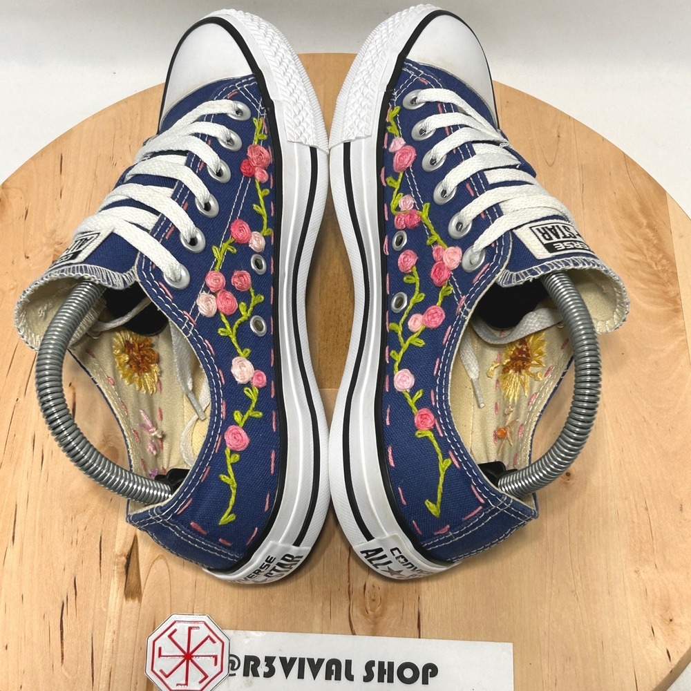 Converse Chuck Taylor Custom Embroidered Low Top Sneakers NWOT - Size 7W/5M - Picture 7 of 9